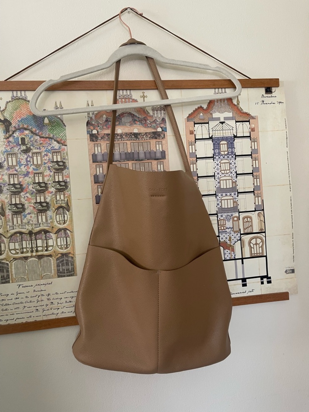 Oak & Fort Vegan Leather Tote Bag in Brown/Tan